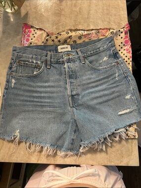 NWOT Agolde Light Blue Distressed Denim Cutoff Shorts